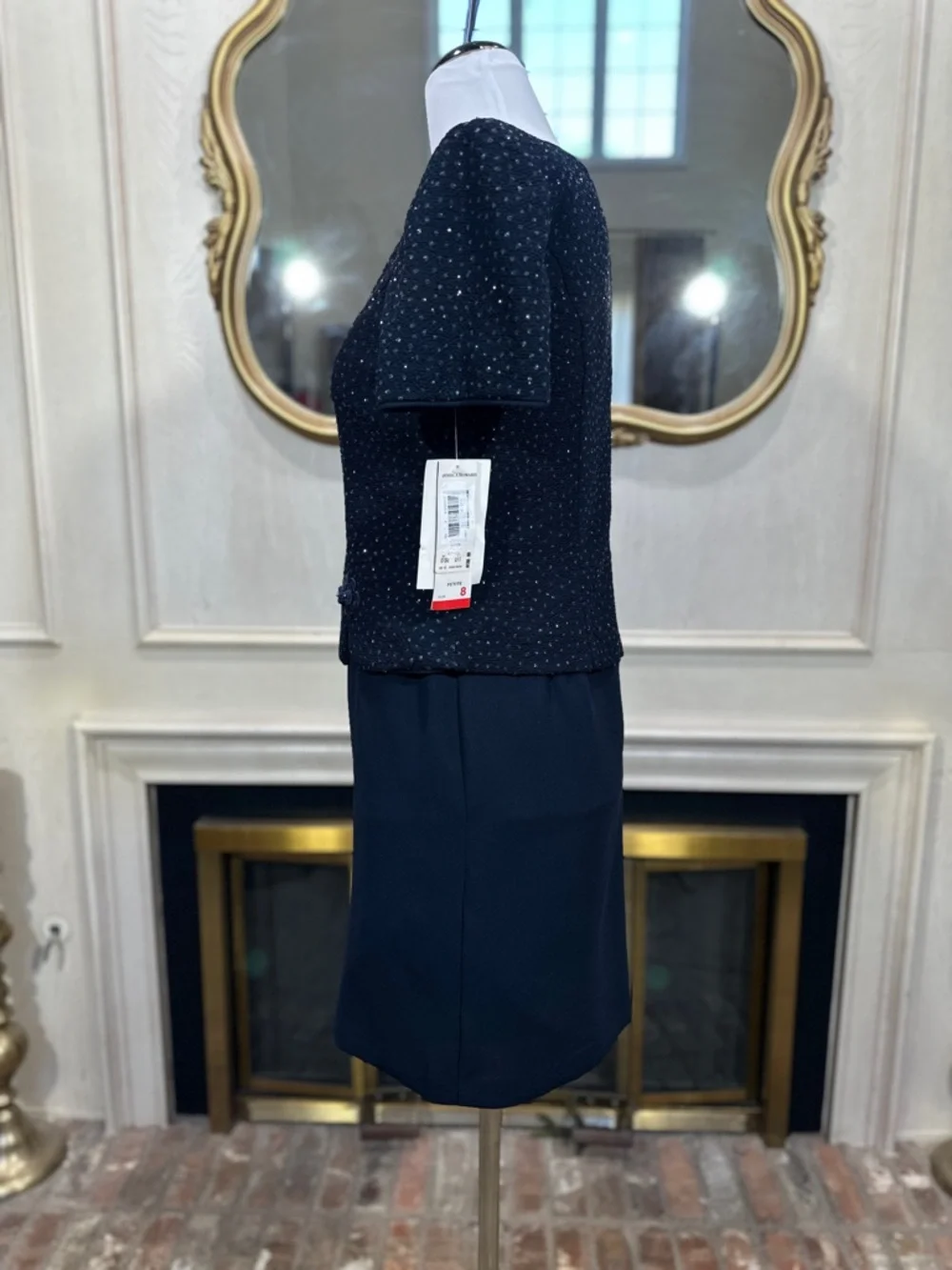 Jessica Howard Dress Size 8 Petite Vintage Navy Sequin Evening 90s Luxe - Picture 4 of 10